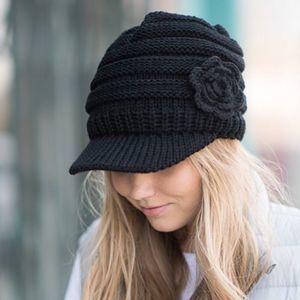 Black Floral News-Boy Knit cap